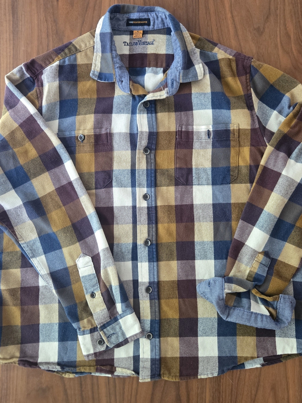 Tailor Vintage Plaid Flannel Shirt Overshirt Earth Tone Gorpcore XL